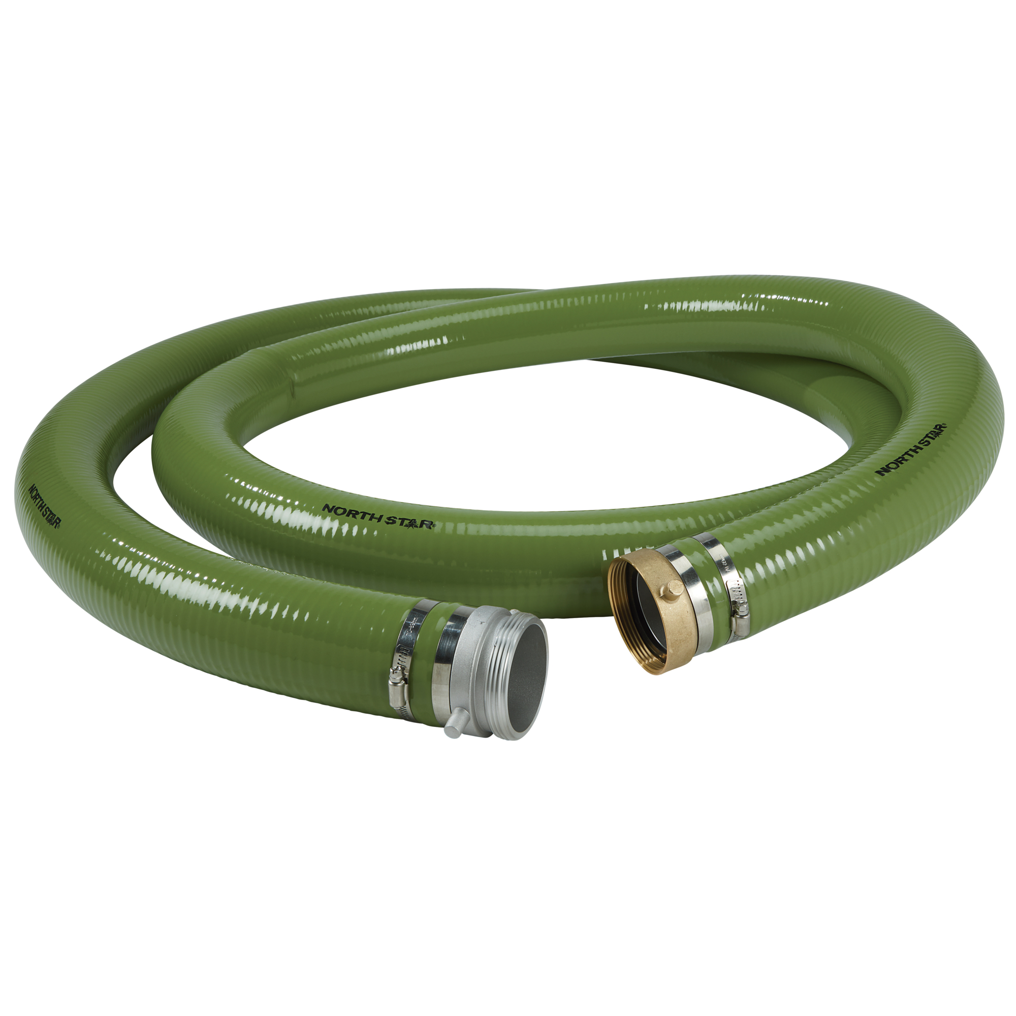NorthStar Water Pump Suction Hose, 3in. x 15ft., 60 Max. PSI, PVC, Industrial-Grade Aluminum Couplings